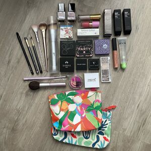 Makeup Bundle - 30 Pieces - Eyeshadows Blushes Lips Nails  Brushes Bags